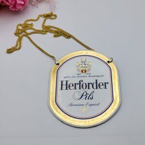 Vintage Herforder Pils Brewery Wall Plaque Sign White Gold Tin Metal